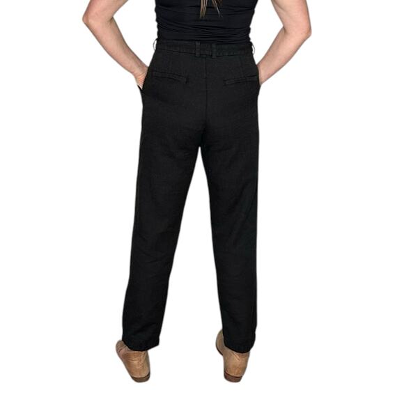 EVAM EVA Washed Black Linen Wool Straight Leg Pants Women's Size 6 Classic - Picture 6 of 11